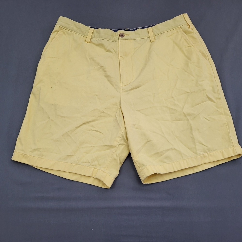 Nautica Mens The Deck Short Yellow Cotton Chino Shorts Size 38 Solid Casual